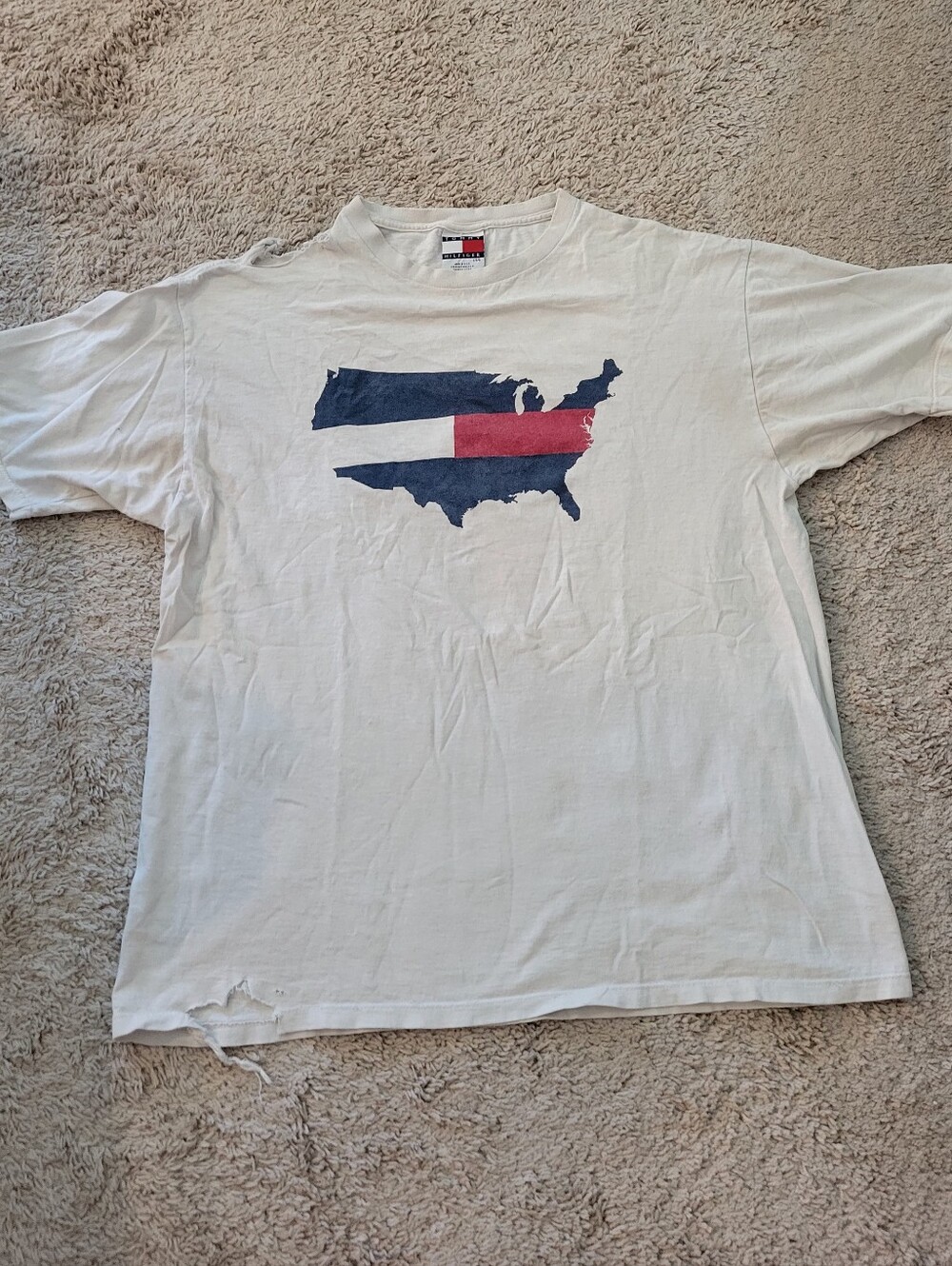 Tommy Hilfiger White Short-Sleeve Tee with Navy and Red USA Graphic